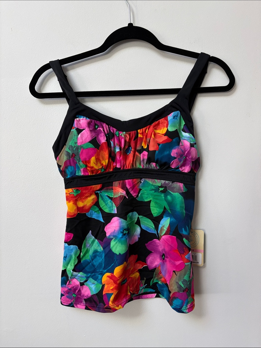 Caribbean Joe SWEET LOVE Framed Peasant Tankini Top,Size 10,NWT